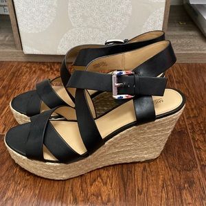 Michael Kors Black strap wedges Size 11